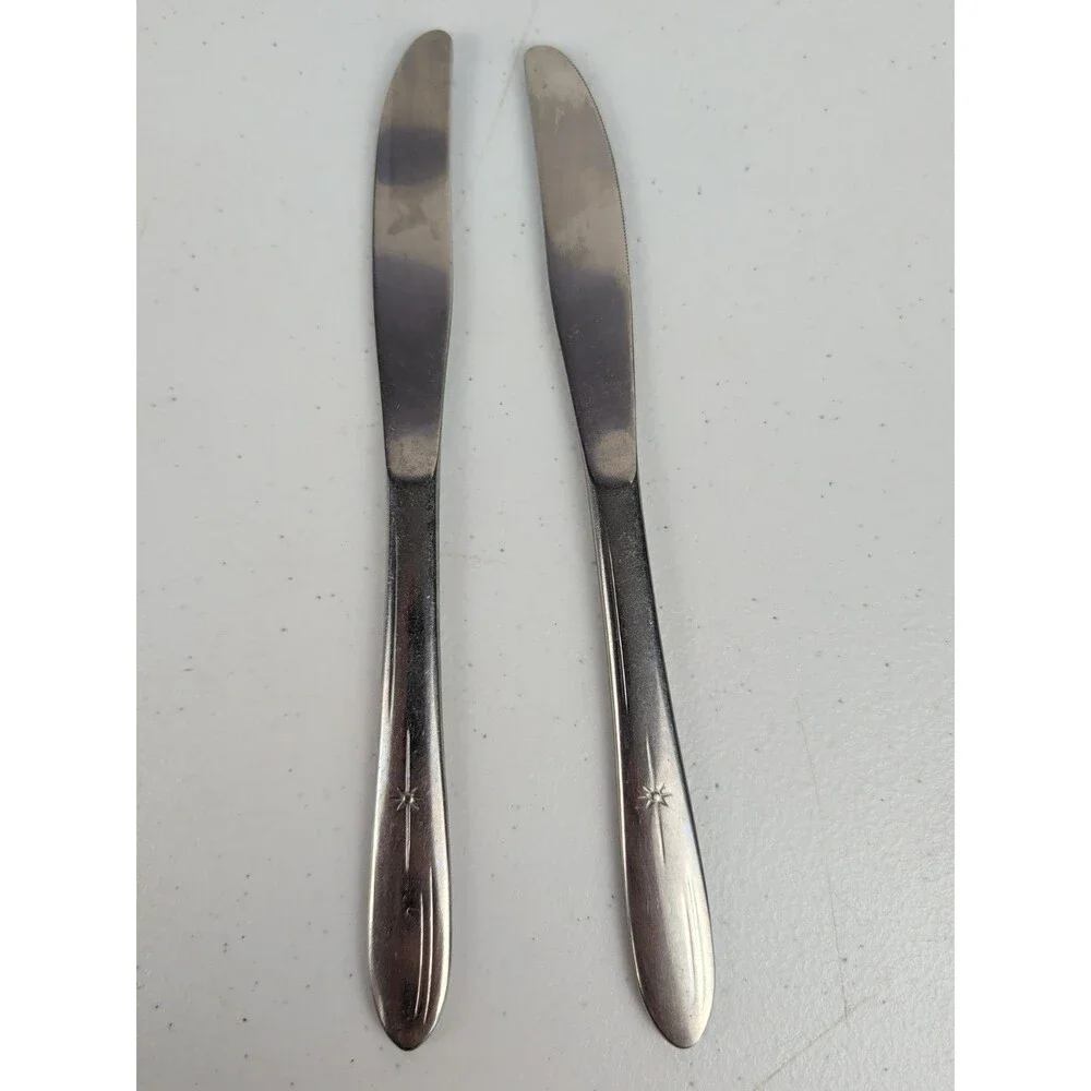 MCM Everlasting Stainless USA Atomic Starburst 8” Dinner Knives Set Of 2